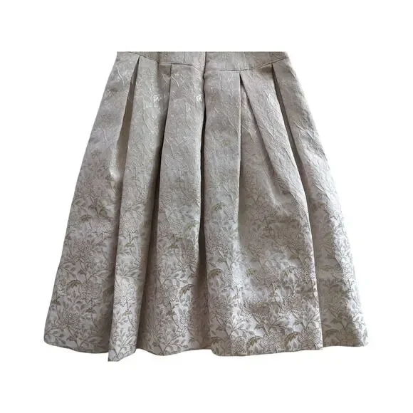 Teri Jon by Rickie Freedman Metallic Jacquard Pleated Cocktail Midi Dress Size 2 - Picture 4 of 13